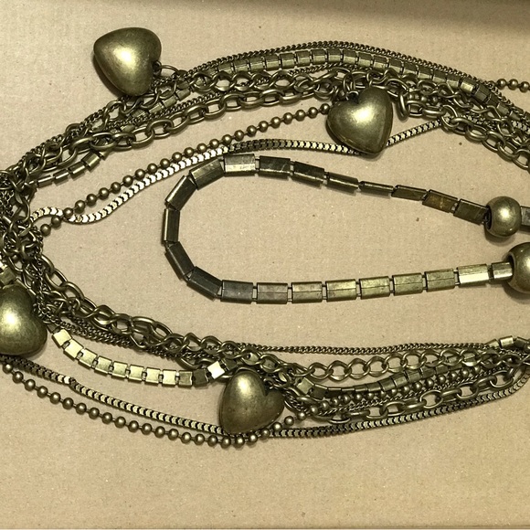 Vintage Brass Multilayered  Gold ToneLong Necklace - Picture 4 of 10